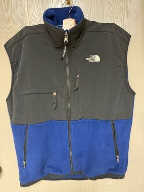 The North Face Men’s Black and Blue Fleece Vest